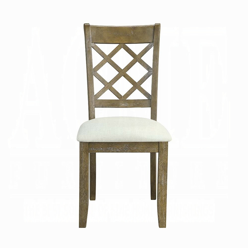 Beige And Rustic Oak Lattice Back Side Chairs Set Of 2 Wood Solid Beige Brown Dining Room Foam Rectangular Farmhouse Side Chair Cross Back Set Of 2 Wood