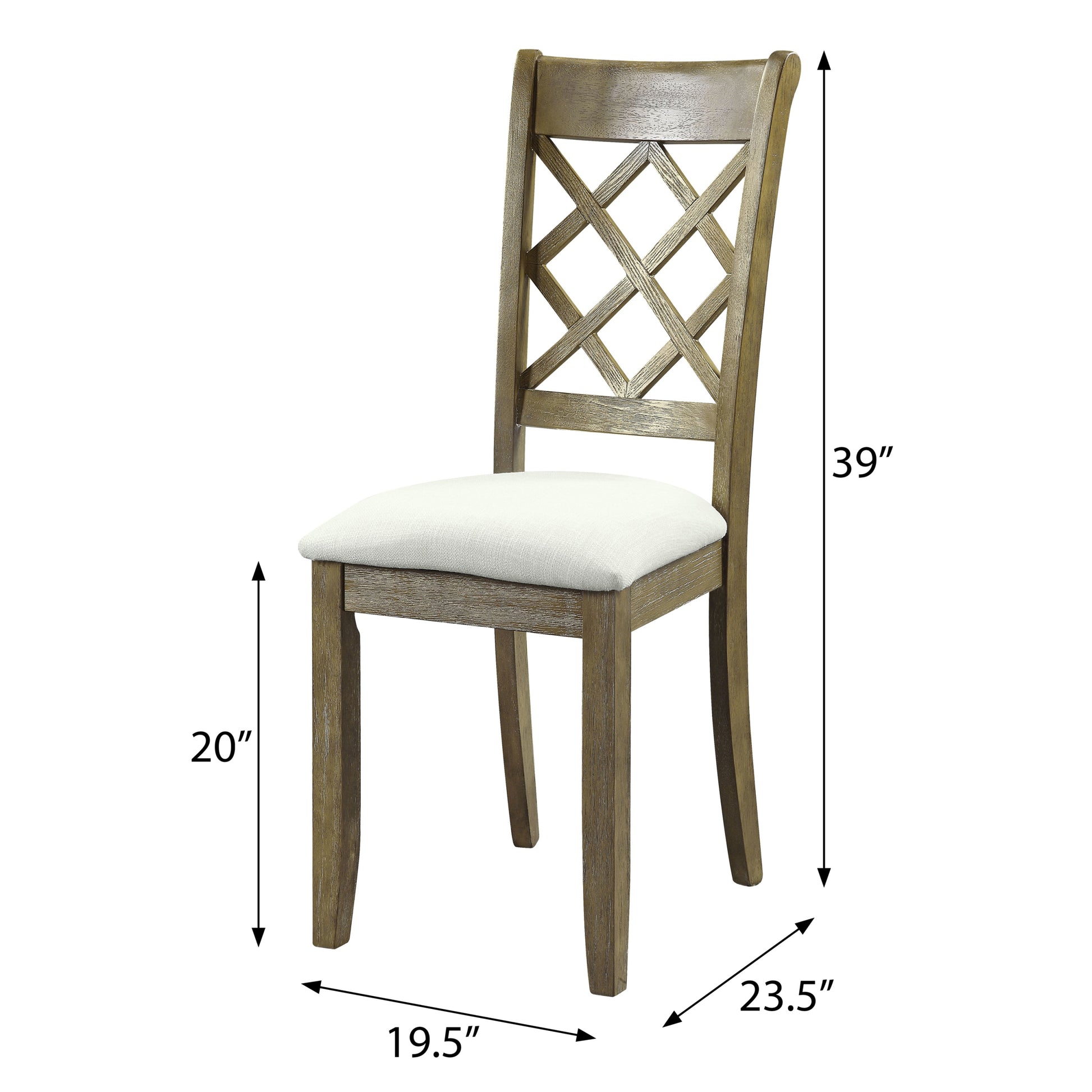 Beige And Rustic Oak Lattice Back Side Chairs Set Of 2 Wood Solid Beige Brown Dining Room Foam Rectangular Farmhouse Side Chair Cross Back Set Of 2 Wood