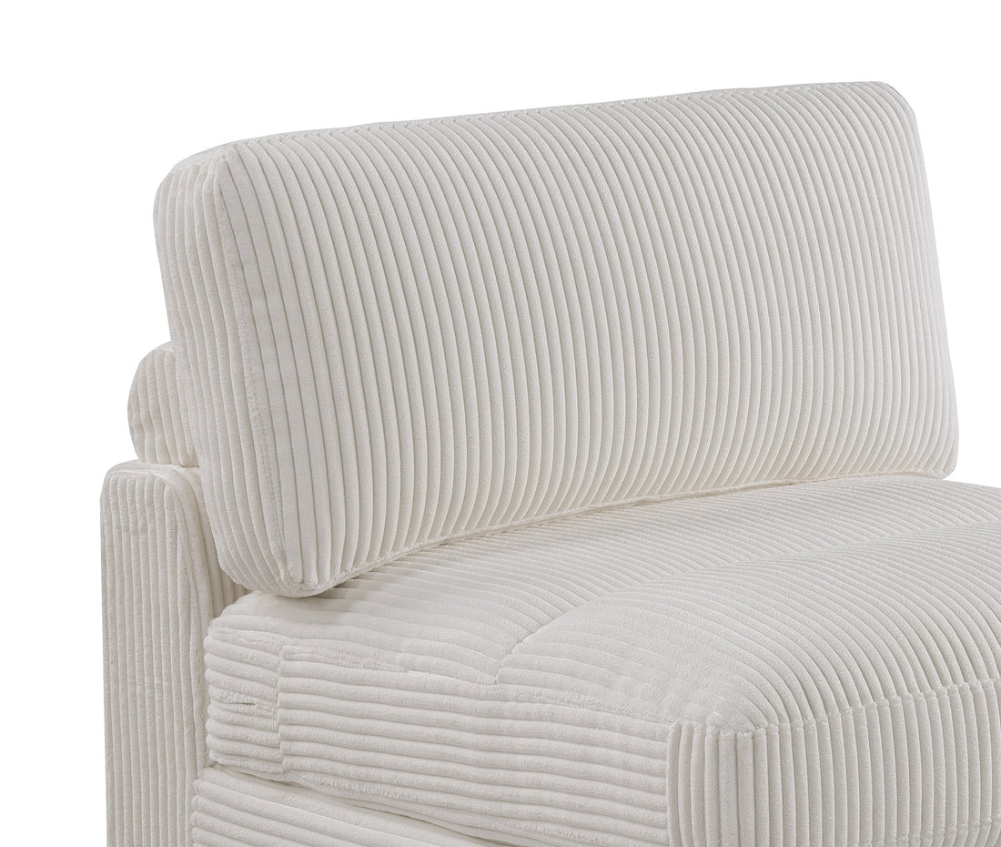 Living Room Furniture Armless Chair Beige Wide Welt Corduroy 1Pc Armless Chair Soft Cushion Wood Legs Beige Primary Living Space Contemporary,Modern Corduroy