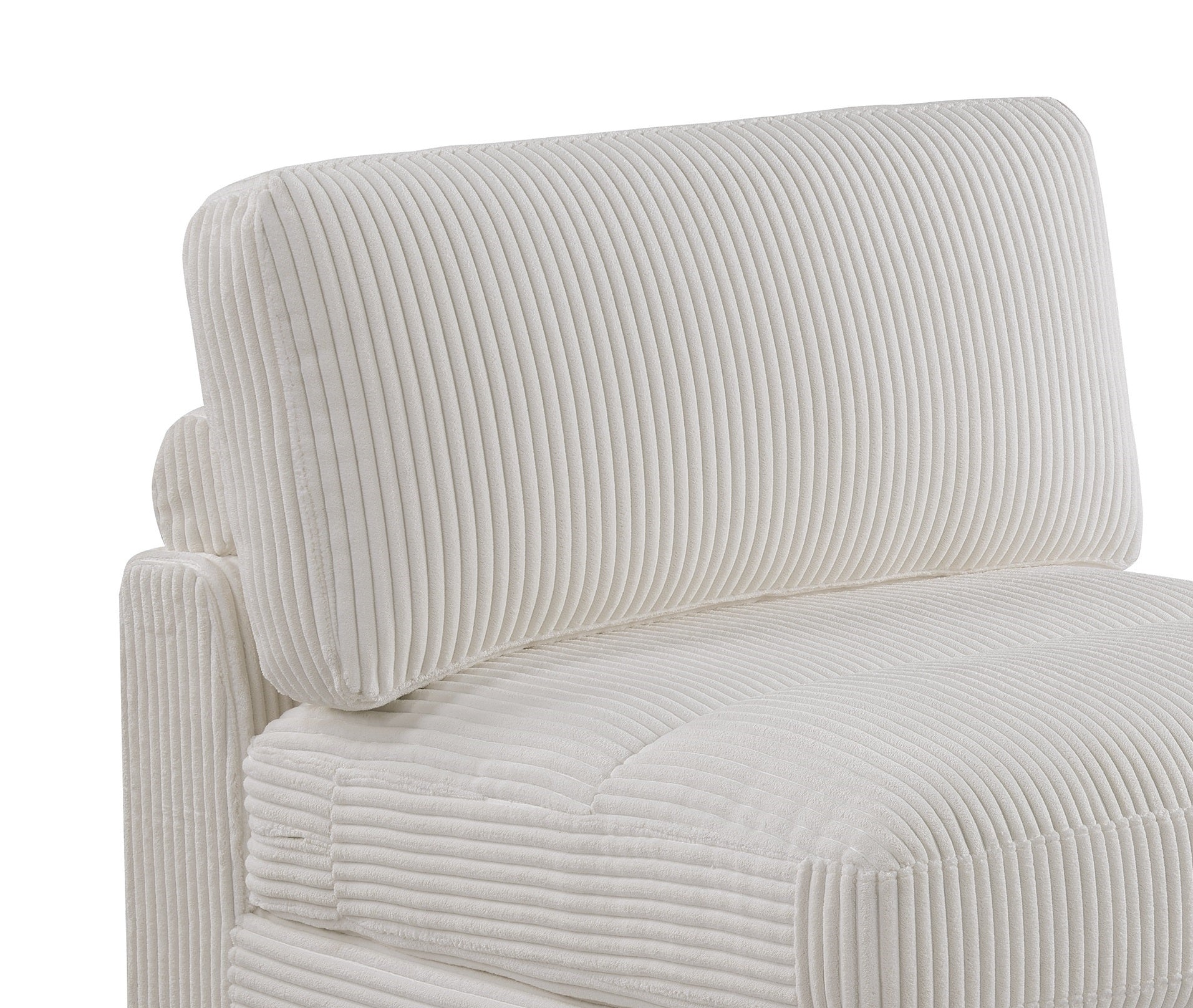 Living Room Furniture Armless Chair Beige Wide Welt Corduroy 1Pc Armless Chair Soft Cushion Wood Legs Beige Primary Living Space Contemporary,Modern Corduroy