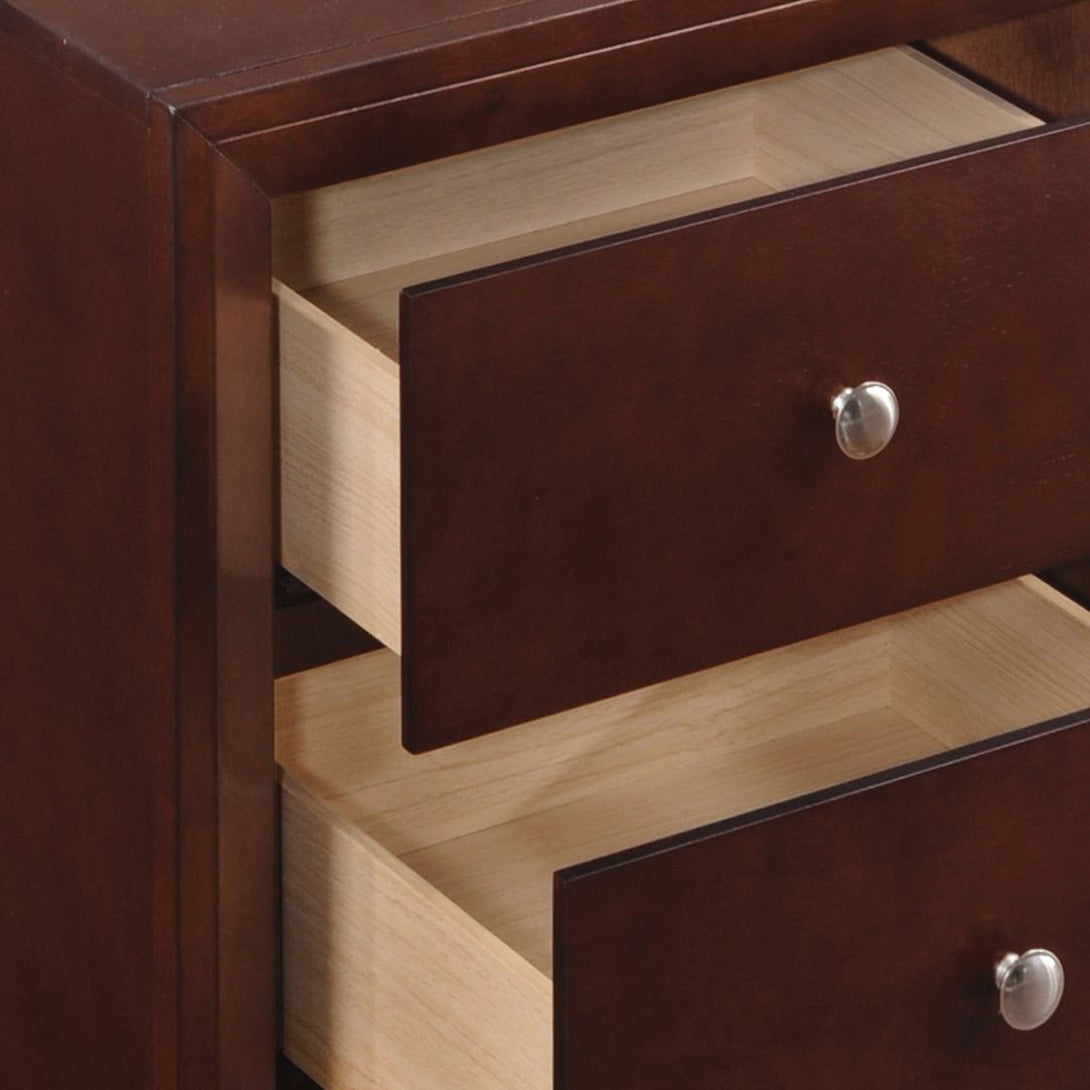 Brown Cherry 2 Drawer Nightstand Cherry 2 Drawers Bedroom Rectangle Contemporary Rubberwood Drawers Cherry Wood