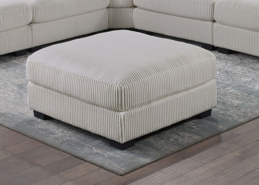 Living Room Furniture Ottoman Beige Wide Welt Corduroy 1Pc Soft Cushion Cocktail Ottoman Wood Legs Beige Primary Living Space Solid Contemporary,Modern Square Corduroy