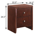 Brown Cherry 2 Drawer Nightstand Cherry 2 Drawers Bedroom Rectangle Contemporary Rubberwood Drawers Cherry Wood