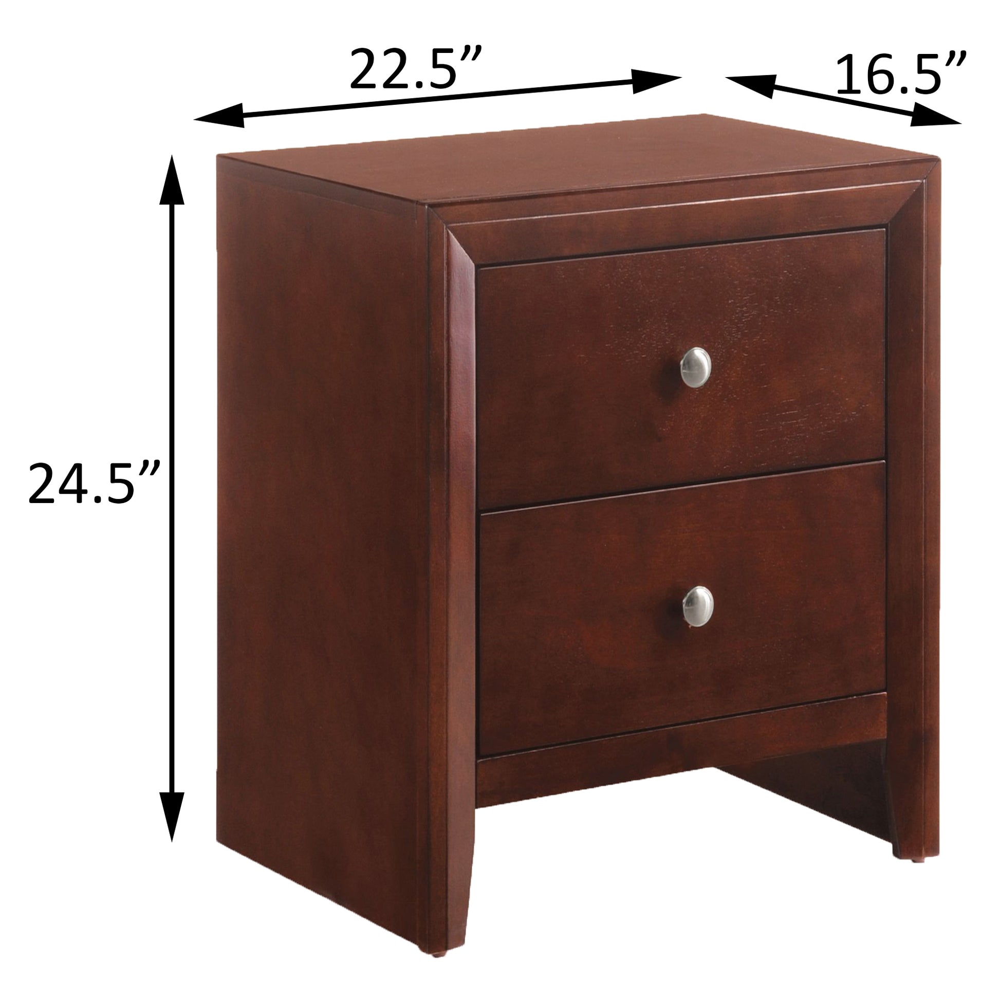 Brown Cherry 2 Drawer Nightstand Cherry 2 Drawers Bedroom Rectangle Contemporary Rubberwood Drawers Cherry Wood