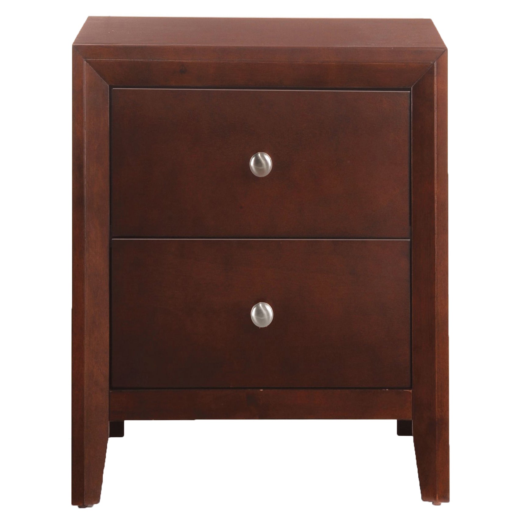 Brown Cherry 2 Drawer Nightstand Cherry 2 Drawers Bedroom Rectangle Contemporary Rubberwood Drawers Cherry Wood