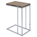 Weathered Oak And Chrome Side Table Oak Silver Primary Living Space Industrial Rectangular Wood Metal Sled