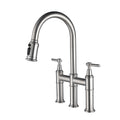Bridge Kitchen Faucet With Pull Down Sprayhead In Spot Brushed Nickel Kitchen Brass