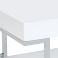 White High Gloss And Chrome Coffee Table With Bottom Shelf White Silver Primary Living Space Modern Shelves Rectangular Wood Metal Sled