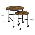 Vintage Oak And Black 2 Pieces Nesting Tables Brown Black Primary Living Space Contemporary Round Wood