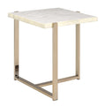 White And Champagne Rectangular End Table White Gold Primary Living Space Contemporary Rectangular Wood Metal Sled