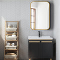 Gold 24X36 Inch Metal Rectangle Barhroom Mirror Gold Classic Mdf Glass Aluminium