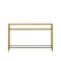 42.1 Inch Console Sofa Table, Modern Entryway Table,Tempered Glass Table, Metal Frame,3 Shelves,For Entrance, Living Room, Foyer,Hallway Bedroom Gold Iron
