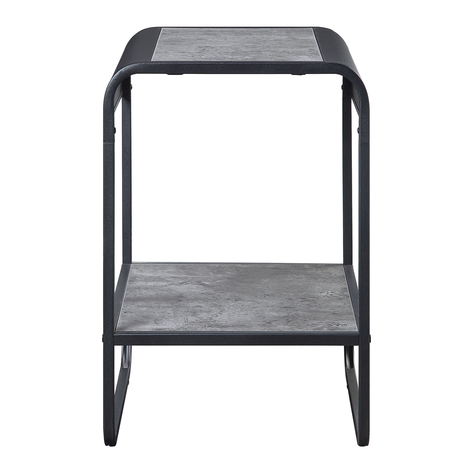 Concrete Grey And Black 1 Shelf End Table Grey Black Primary Living Space Modern Shelves Rectangular Wood Metal Sled