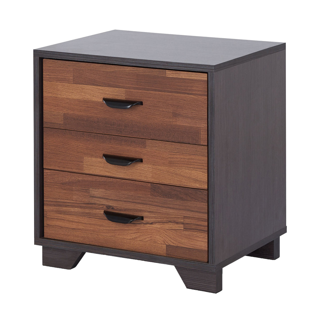 Walnut And Espresso 3 Drawer Rectangular Accent Table Walnut Primary Living Space Modern Drawers Rectangular Wood