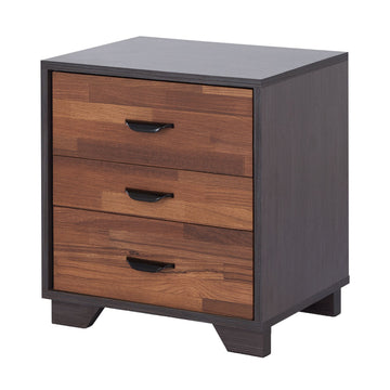 Walnut And Espresso 3 Drawer Rectangular Accent Table Walnut Primary Living Space Modern Drawers Rectangular Wood