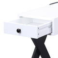 White And Black Side Table With Usb Ports White Black White Primary Living Space Glam Pine Drawers Rectangular Wood