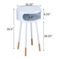 White And Natural Round 1 Shelf End Table White Primary Living Space Contemporary Shelves Round Wood Metal
