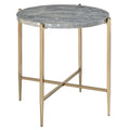 Grey And Champagne Round End Table Grey Gold Primary Living Space Modern Round Wood Metal