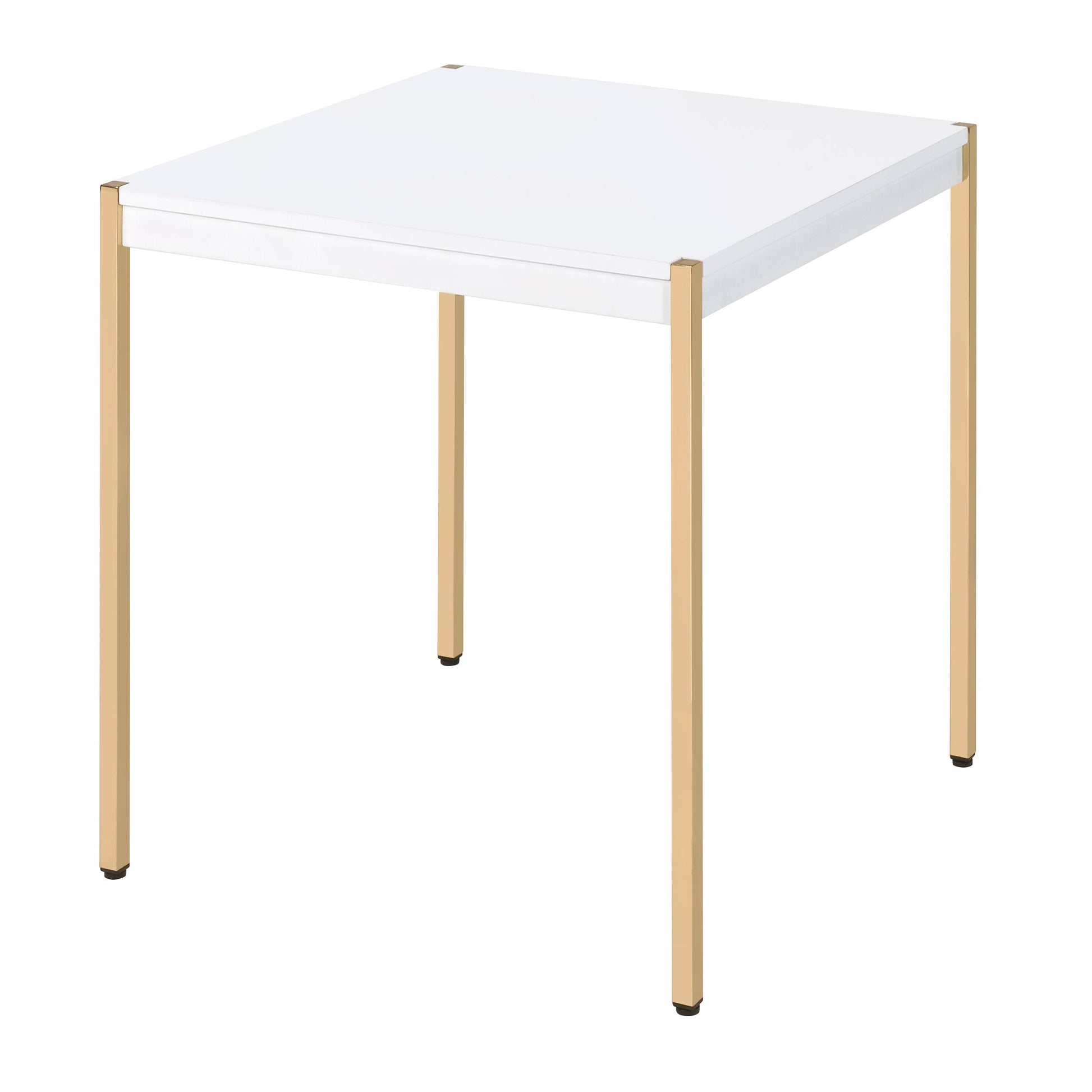 White And Gold Square End Table White Gold White Primary Living Space Modern Square Wood Metal