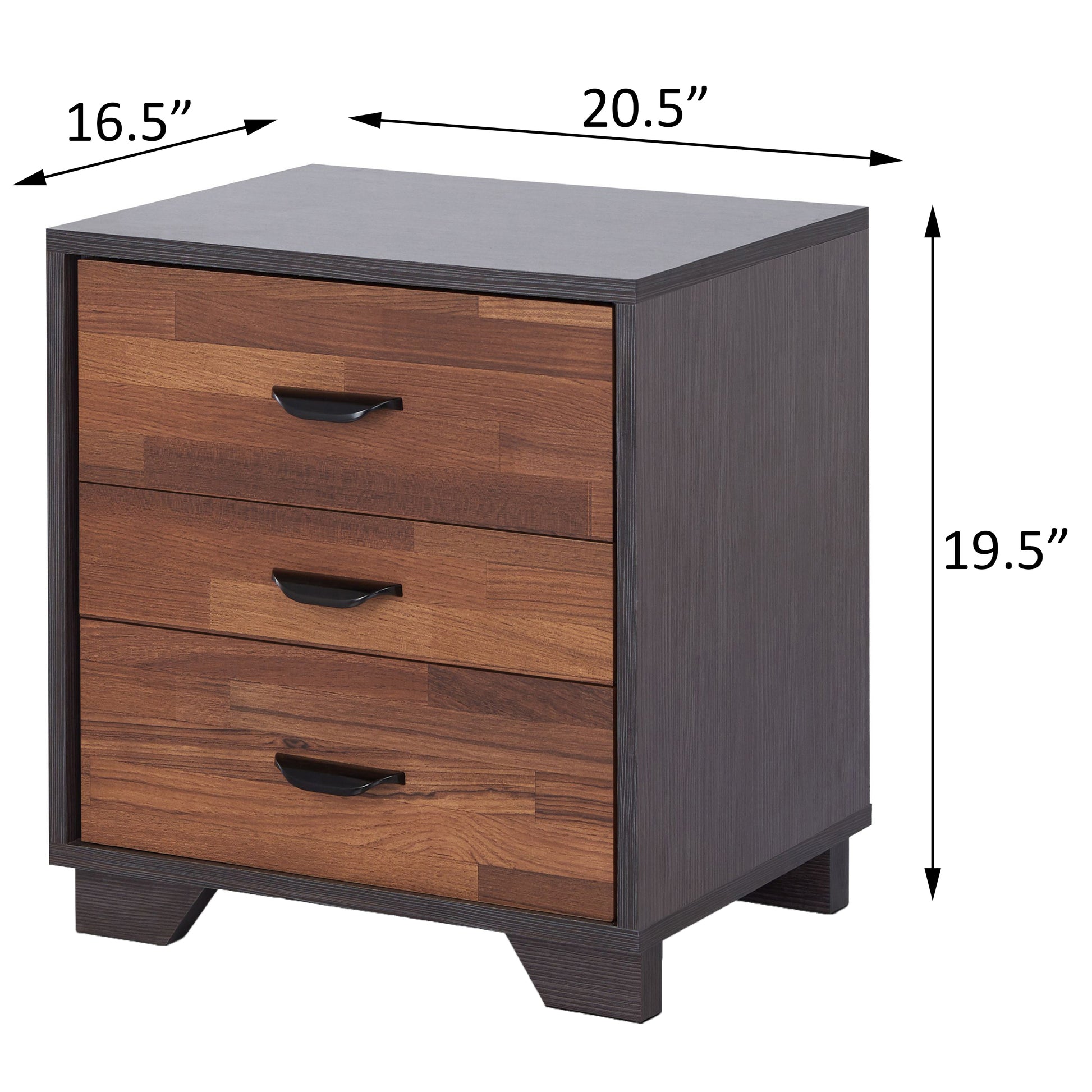 Walnut And Espresso 3 Drawer Rectangular Accent Table Walnut Primary Living Space Modern Drawers Rectangular Wood