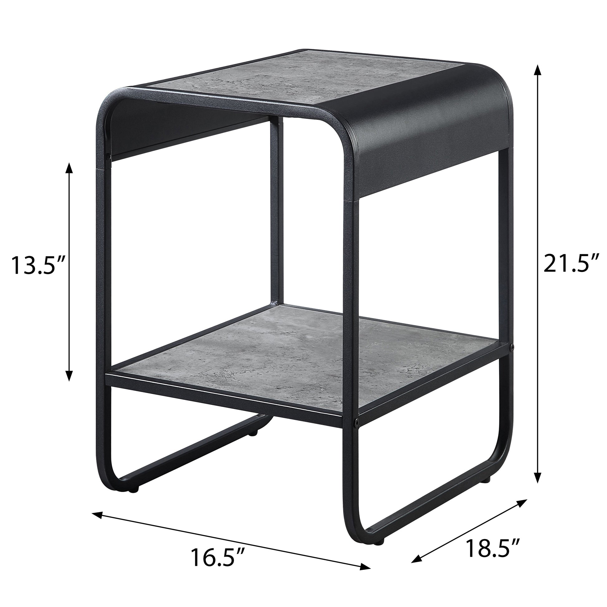 Concrete Grey And Black 1 Shelf End Table Grey Black Primary Living Space Modern Shelves Rectangular Wood Metal Sled