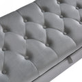 Fashion Light Grey Velvet Fabric Upholstered Large Storage Rectangular Bench For Entryway Bench,Bedroom End Of Bed Bench.Foot Of The Bed,Bench For Sofa For Living Room. Gold Feet Stainless Steel Gray Fabric