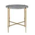 Grey And Champagne Round End Table Grey Gold Primary Living Space Modern Round Wood Metal