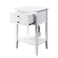 White Side Table With 1 Drawer And Bottom Shelf White White Primary Living Space Transitional Pine Drawers Rectangular Wood