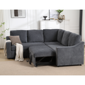 Arrived L Shaped Sofa With Pull Out Sofa Bed, Corner Sofa,Comfortable Living Room Furniture Set, Sleeper Sofa Bed,Corner Seat For Two With Broaching Sofa,Rivet Dechenille,Gray Gray Polyester Wood Primary Living Space Modern Polyester 5 Seat