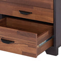 Walnut And Espresso 3 Drawer Rectangular Accent Table Walnut Primary Living Space Modern Drawers Rectangular Wood