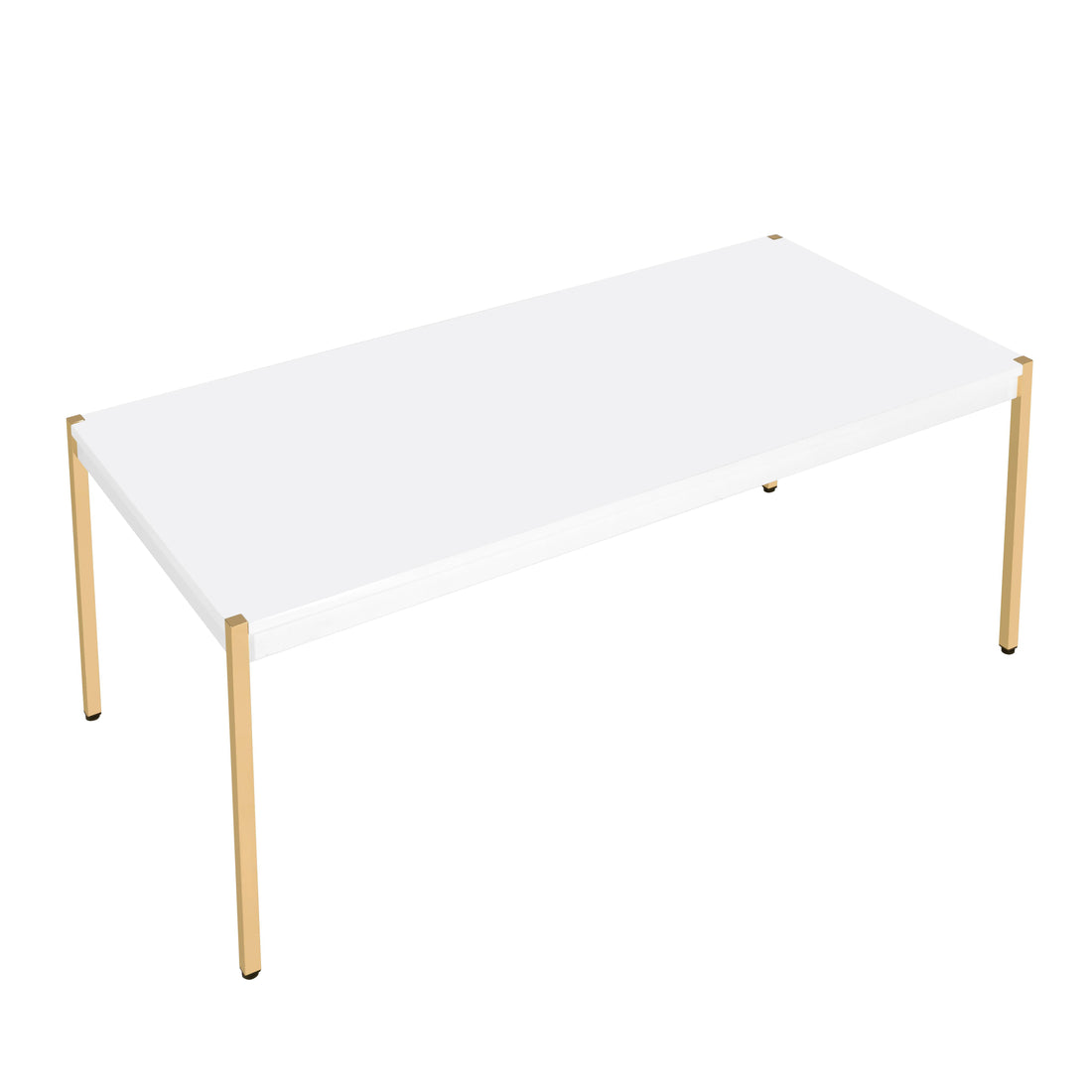 White And Gold Rectangle Coffee Table White Gold White Primary Living Space Modern Rectangular Wood Metal