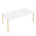 White And Gold Rectangle Coffee Table White Gold White Primary Living Space Modern Rectangular Wood Metal