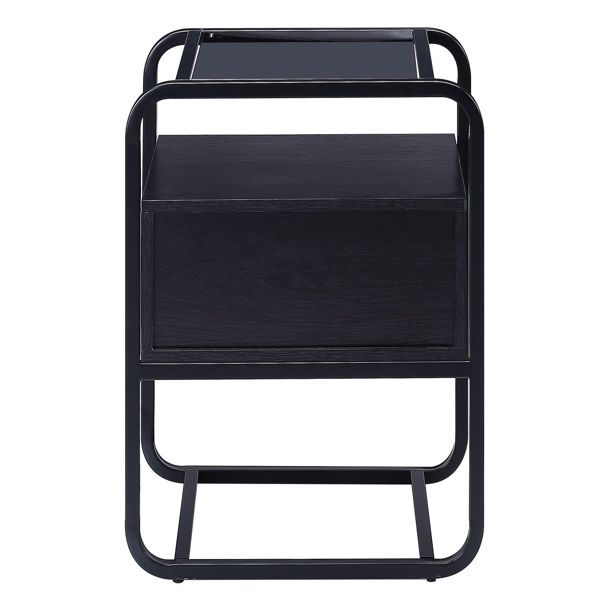 Black Accent Table With Glass Top Black Primary Living Space Drawers Rectangular Wood Sled