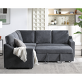 Arrived L Shaped Sofa With Pull Out Sofa Bed, Corner Sofa,Comfortable Living Room Furniture Set, Sleeper Sofa Bed,Corner Seat For Two With Broaching Sofa,Rivet Dechenille,Gray Gray Polyester Wood Primary Living Space Modern Polyester 5 Seat