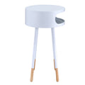 White And Natural Round 1 Shelf End Table White Primary Living Space Contemporary Shelves Round Wood Metal