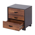Walnut And Espresso 3 Drawer Rectangular Accent Table Walnut Primary Living Space Modern Drawers Rectangular Wood