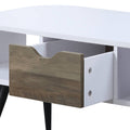 White And Black Coffee Table With 1 Drawer White Black White Primary Living Space Contemporary Drawers Rectangular Wood Metal