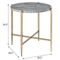 Grey And Champagne Round End Table Grey Gold Primary Living Space Modern Round Wood Metal