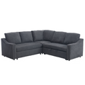 Arrived L Shaped Sofa With Pull Out Sofa Bed, Corner Sofa,Comfortable Living Room Furniture Set, Sleeper Sofa Bed,Corner Seat For Two With Broaching Sofa,Rivet Dechenille,Gray Gray Polyester Wood Primary Living Space Modern Polyester 5 Seat