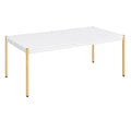 White And Gold Rectangle Coffee Table White Gold White Primary Living Space Modern Rectangular Wood Metal