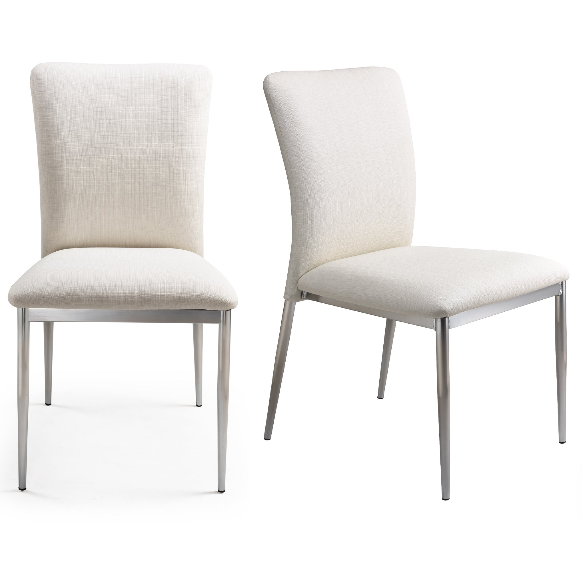 Contemporary Faux Leatheratte Side Chair Set Of 2, Soft White Color Polyurethane Solid Soft White Dining Room Brushed Foam Spot Clean Contemporary,Modern Dining Chairs Set Of 2 Foam Faux Leather
