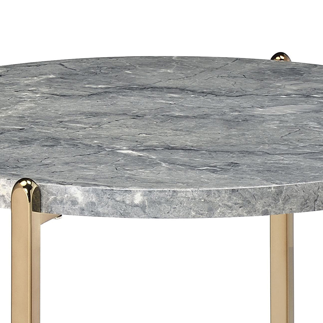 Grey And Champagne Round End Table Grey Gold Primary Living Space Modern Round Wood Metal