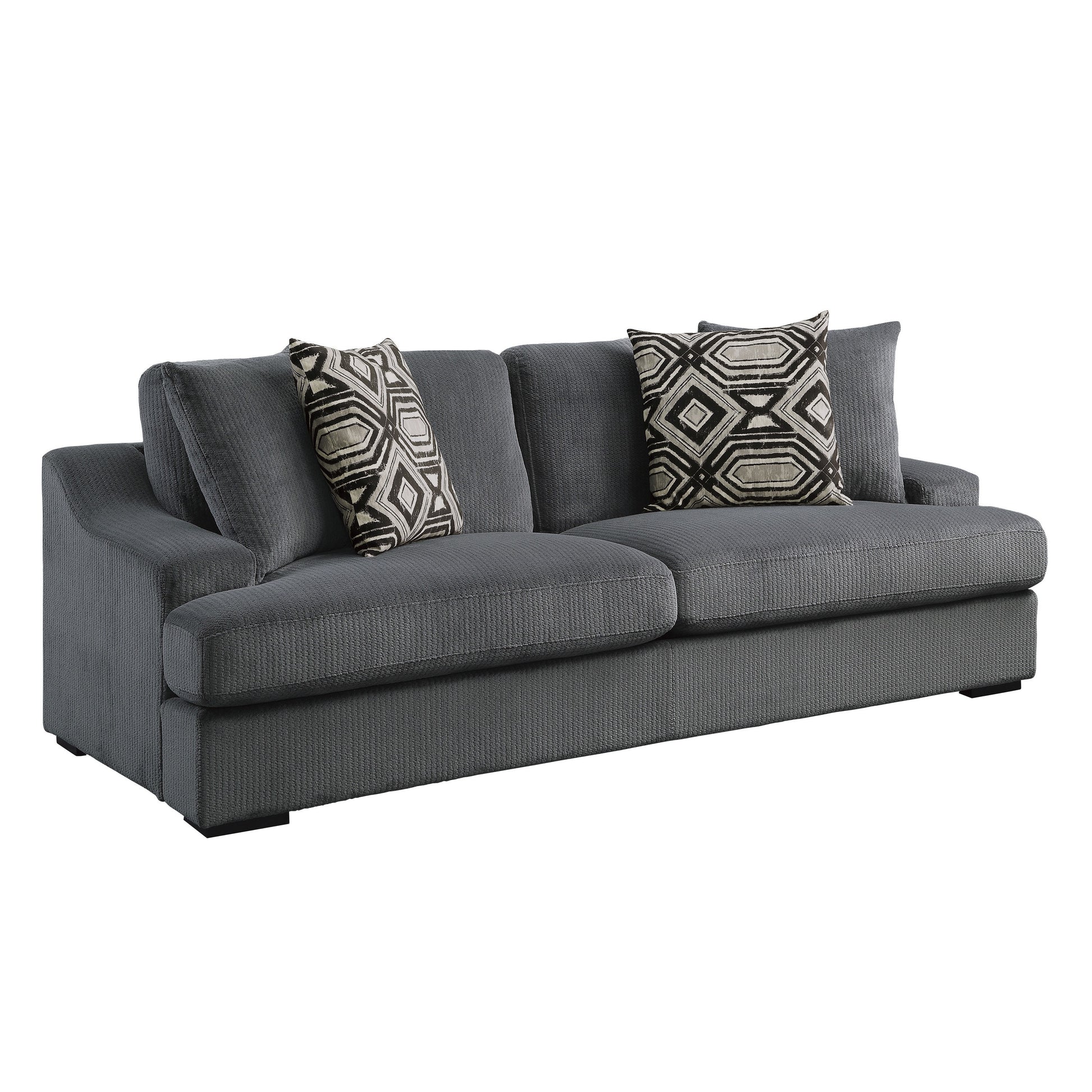 Modern Traditional Luxury Living Room Sofa 1Pc Plush Microfiber Upholstery 4 Decorative Pillows Cushion Seat Solid Wood Furniture Dark Gray Microfiber Wood Primary Living Space Luxury,Modern,Traditional Solid Wood 3 Seat