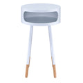 White And Natural Round 1 Shelf End Table White Primary Living Space Contemporary Shelves Round Wood Metal