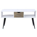 White And Black Coffee Table With 1 Drawer White Black White Primary Living Space Contemporary Drawers Rectangular Wood Metal