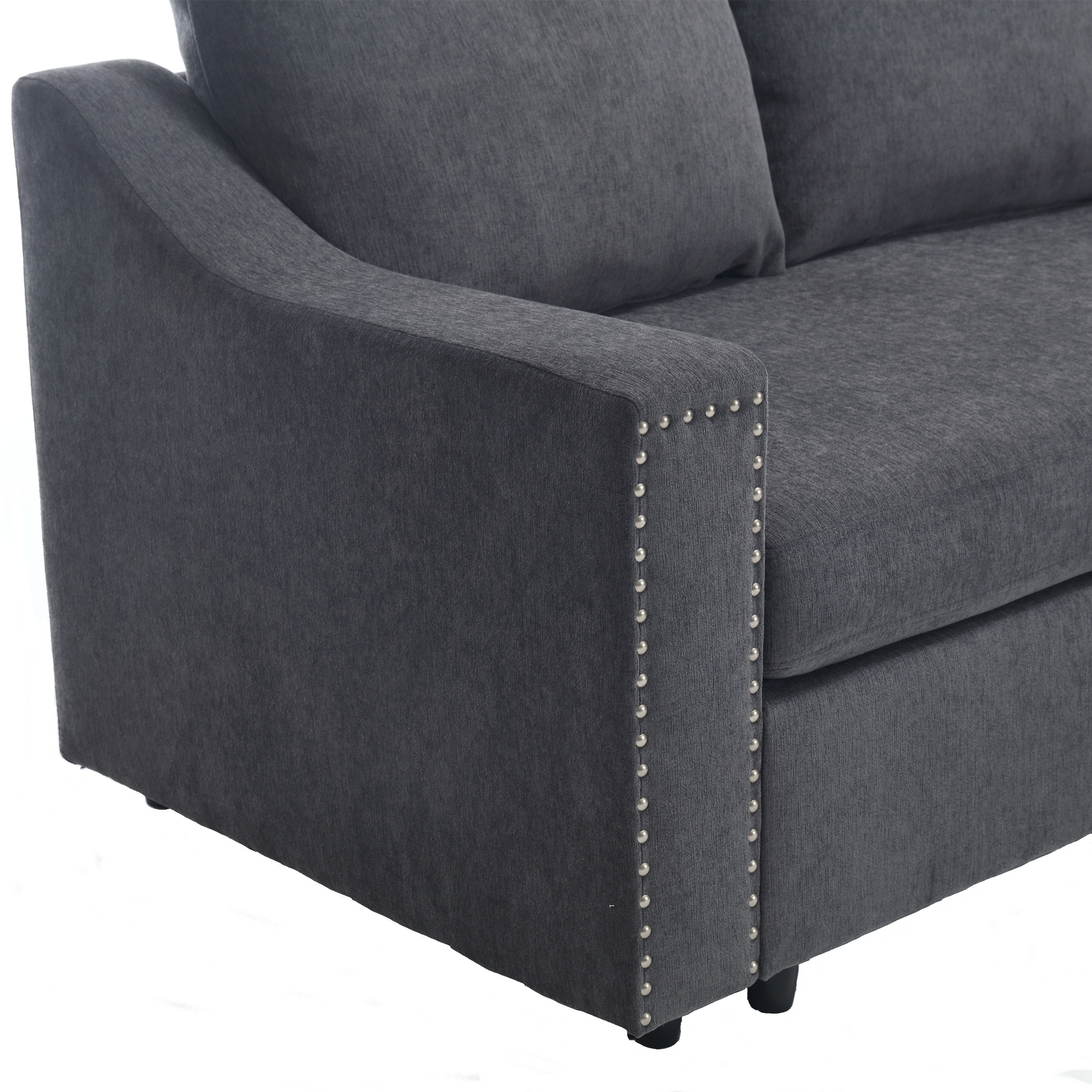 Arrived L Shaped Sofa With Pull Out Sofa Bed, Corner Sofa,Comfortable Living Room Furniture Set, Sleeper Sofa Bed,Corner Seat For Two With Broaching Sofa,Rivet Dechenille,Gray Gray Polyester Wood Primary Living Space Modern Polyester 5 Seat