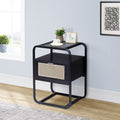 Black Accent Table With Glass Top Black Primary Living Space Drawers Rectangular Wood Sled
