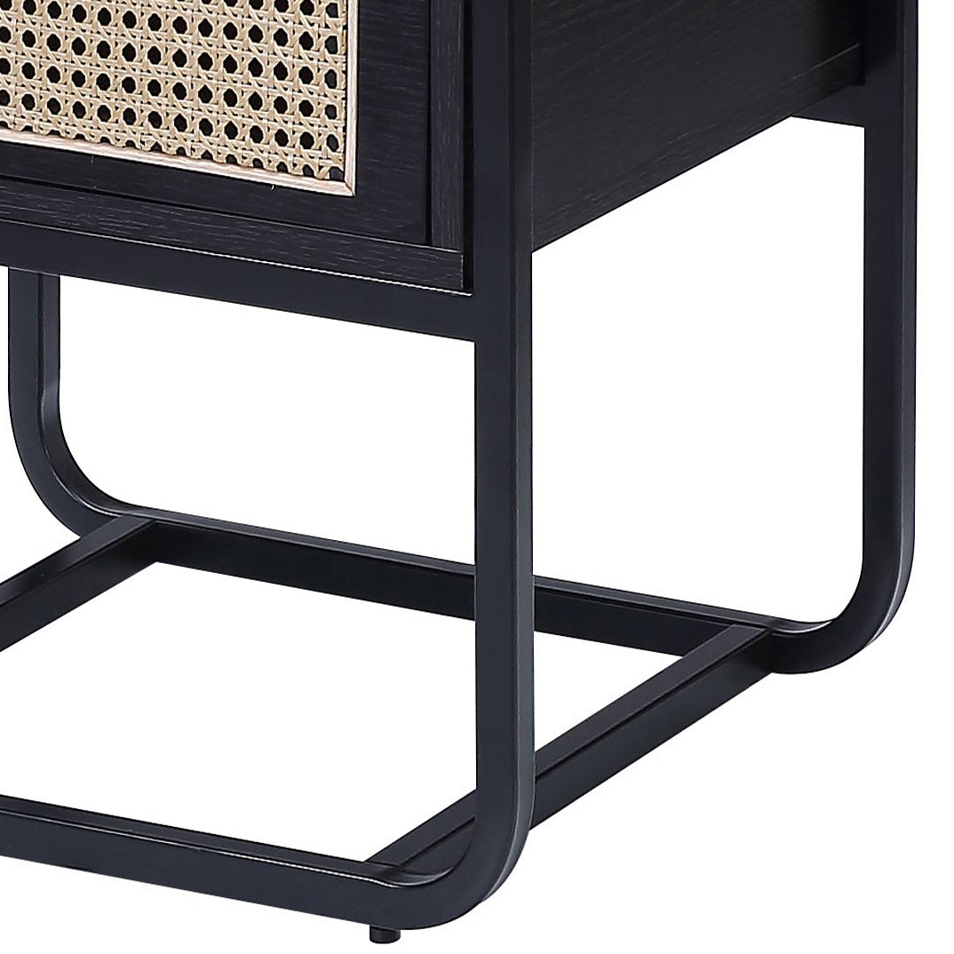 Black Accent Table With Glass Top Black Primary Living Space Drawers Rectangular Wood Sled