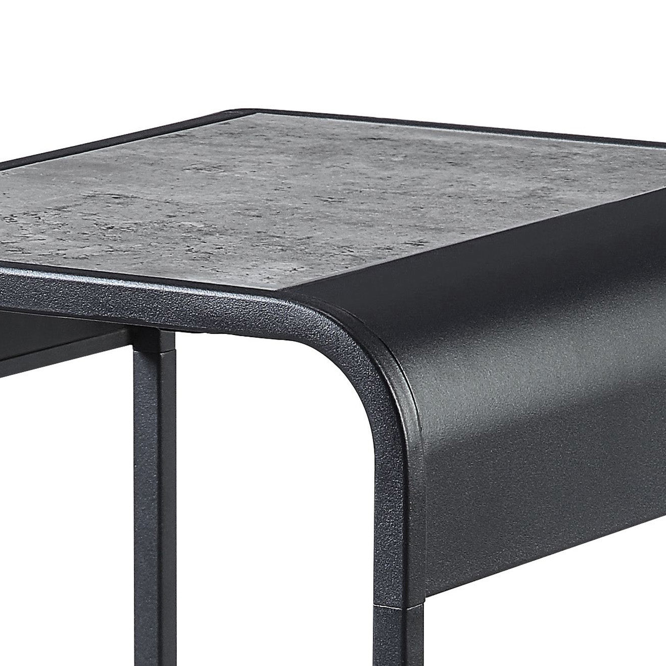 Concrete Grey And Black 1 Shelf End Table Grey Black Primary Living Space Modern Shelves Rectangular Wood Metal Sled