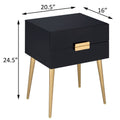 Black And Gold Side Table With 2 Drawer Black Gold Primary Living Space Mid Century Modern Drawers Rectangular Wood Metal